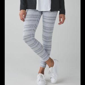 Lululemon High Times 7/8 Leggings, Size 4, White Striped, High-Rise